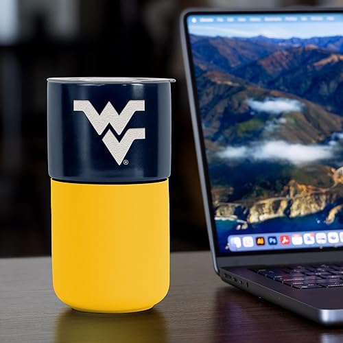 Miniatura 256 de Rico Industries NCAA Miami of Ohio Redhawks - Vaso de cerámica de 16 onzas con agarre de silicona, grabado láser profundo, diseño de color negro