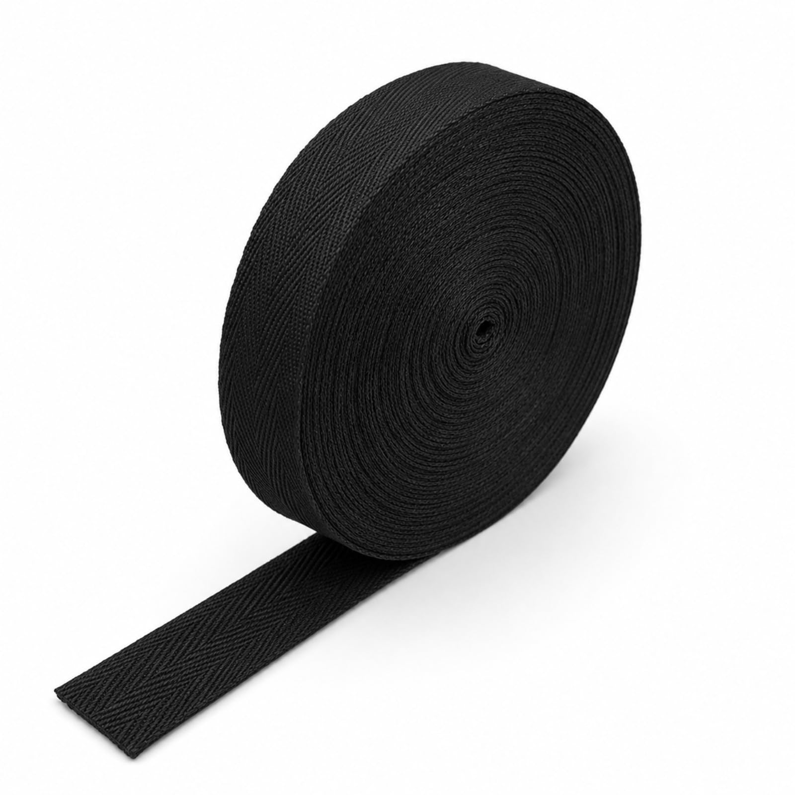 1 Roll 20m Black Cotton Bias Tape, 20mm Black Polyester Herringbone Twill Webbing Cloth Tape, Hemming Tapes, Sewing Bunting Ribbon Binding Twill for Dressmaking, Alterations, Craft