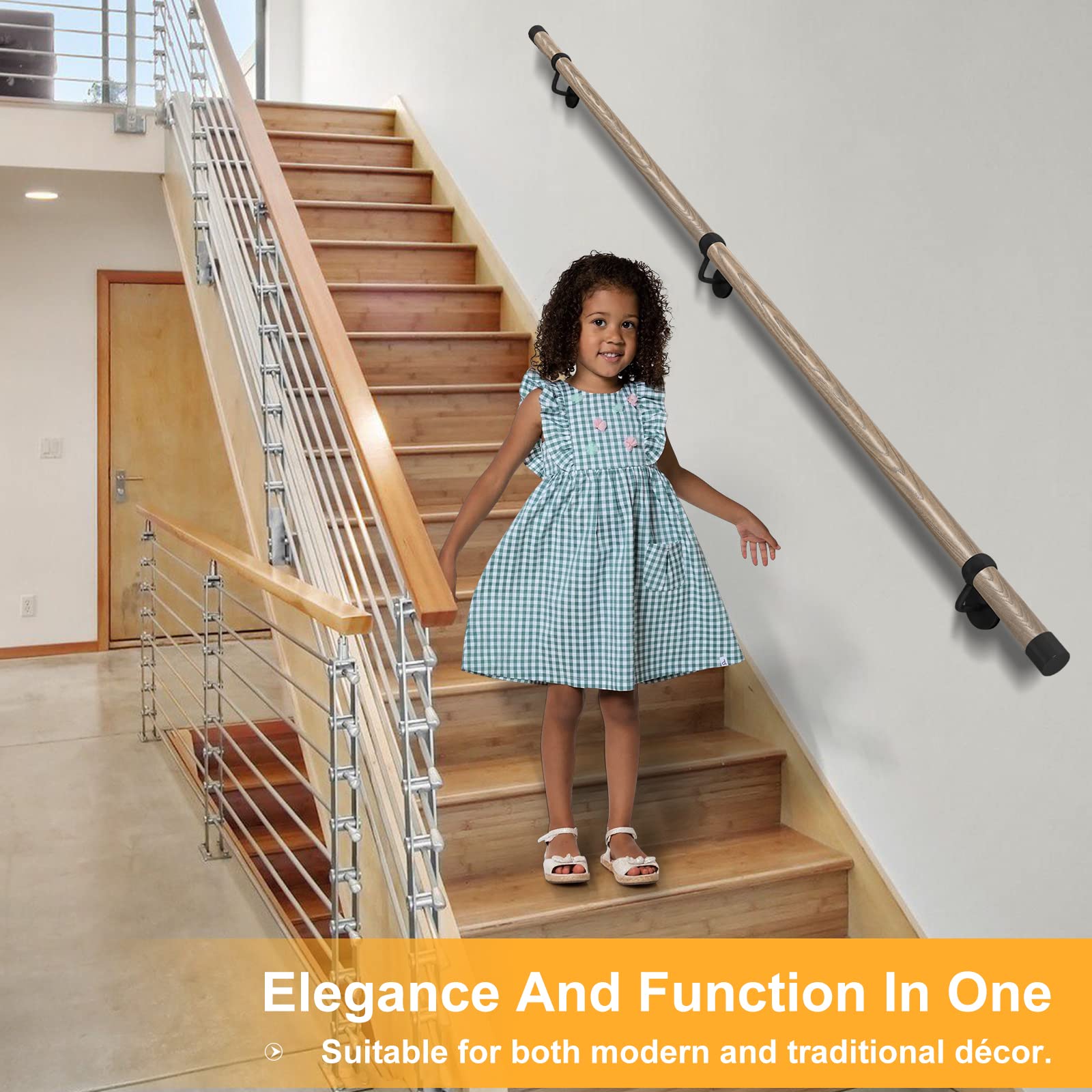 Snapklik.com : ROTHLEY Wooden Handrails For Indoor Stairs: 6.6FT Wood