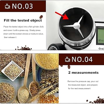 Portable Grain Moisture Meter, 19-Grain Tester with LCD Display, Multi-Point Calibration, Humidity Detector for Wheat, Maize, Soybean, Rice & Coffee