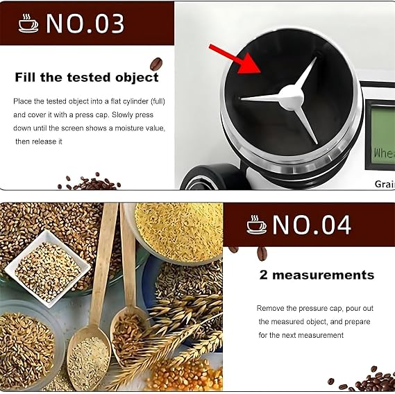 Portable Grain Moisture Meter, 19-Grain Tester with LCD Display, Multi-Point Calibration, Humidity Detector for Wheat, Maize, Soybean, Rice & Coffee