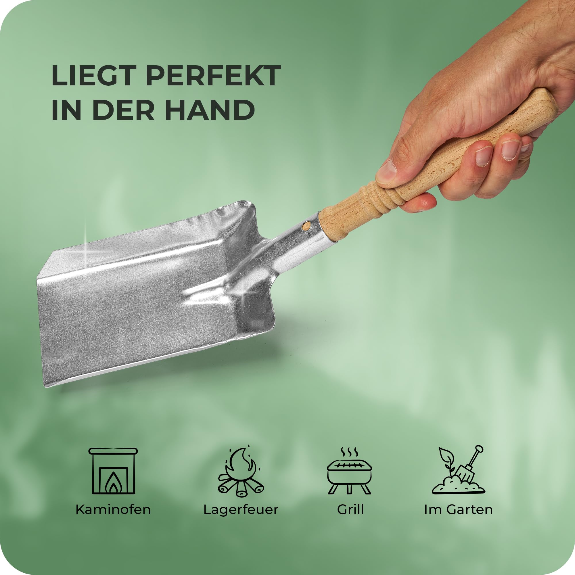 Kohleschaufel Kohlelöffel Ascheschaufel Schaufel Kamin Ofenschaufel (10, Kohleschaufel verzinkt)