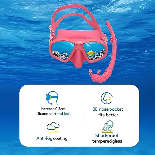 Miniatura 5 de Paquetes de esnórquel, equipo de esnórquel para adultos, gafas de buceo impermeables y a prueba de niebla, juego de tubo de respiración de máscara,