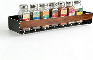 Wall-Mounted Spice Rack for Kitchen, 1 PCS Wall-Mounted Condiment Organizer with Durable Carbon Steel & Acrylic (Wooden Color), Space-Saving Seasoning Shelf for Cabinet Side (11.81in(30cm))