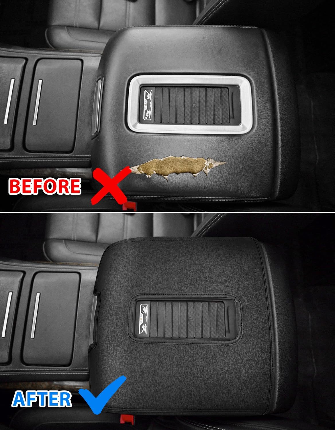 Center Console Armrest Cover for GMC Sierra & Chevrolet Silverado 2014-2018, Tahoe & Yukon & Suburban 2015-2020, Bucket Seat, Car Armrest Protector, Scratchproof, Black