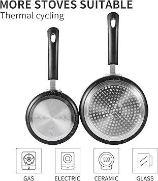 Nonstick Saucepan Set - 1 Quart and 2 Quart,Ultra Non Stick Sauce Pan Small Pot with Glass Lid,Great for Home Kitchen Restaurant,Black