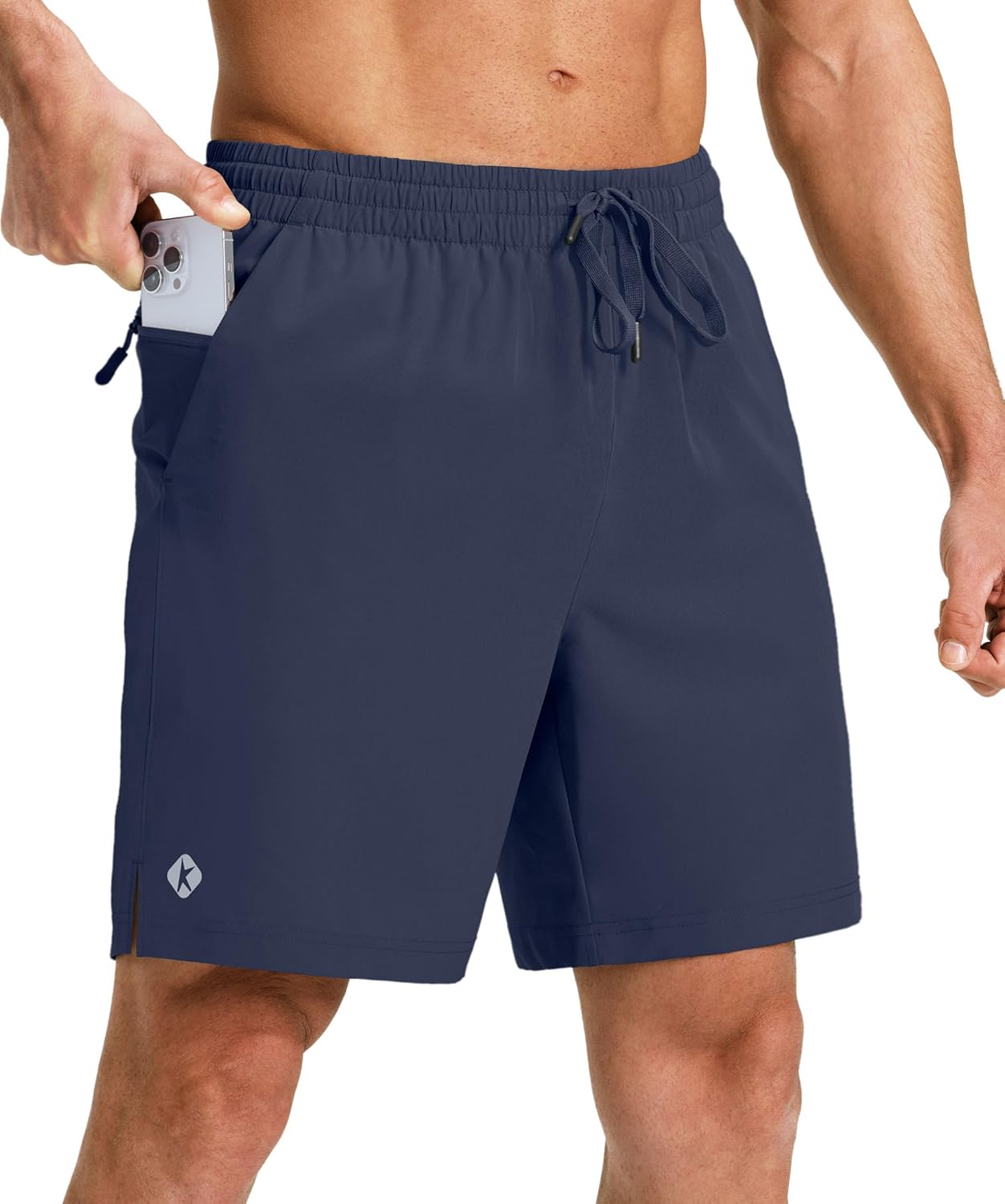 Ksmien Men's Running Shorts 7 Inch with Zipper Pockets Quick Dry Lightweight Athletic Shorts for Workout Gym Basketball