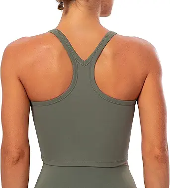 Lavento Women's Racerback Sports Bra Yoga Crop Top with Built in Bra