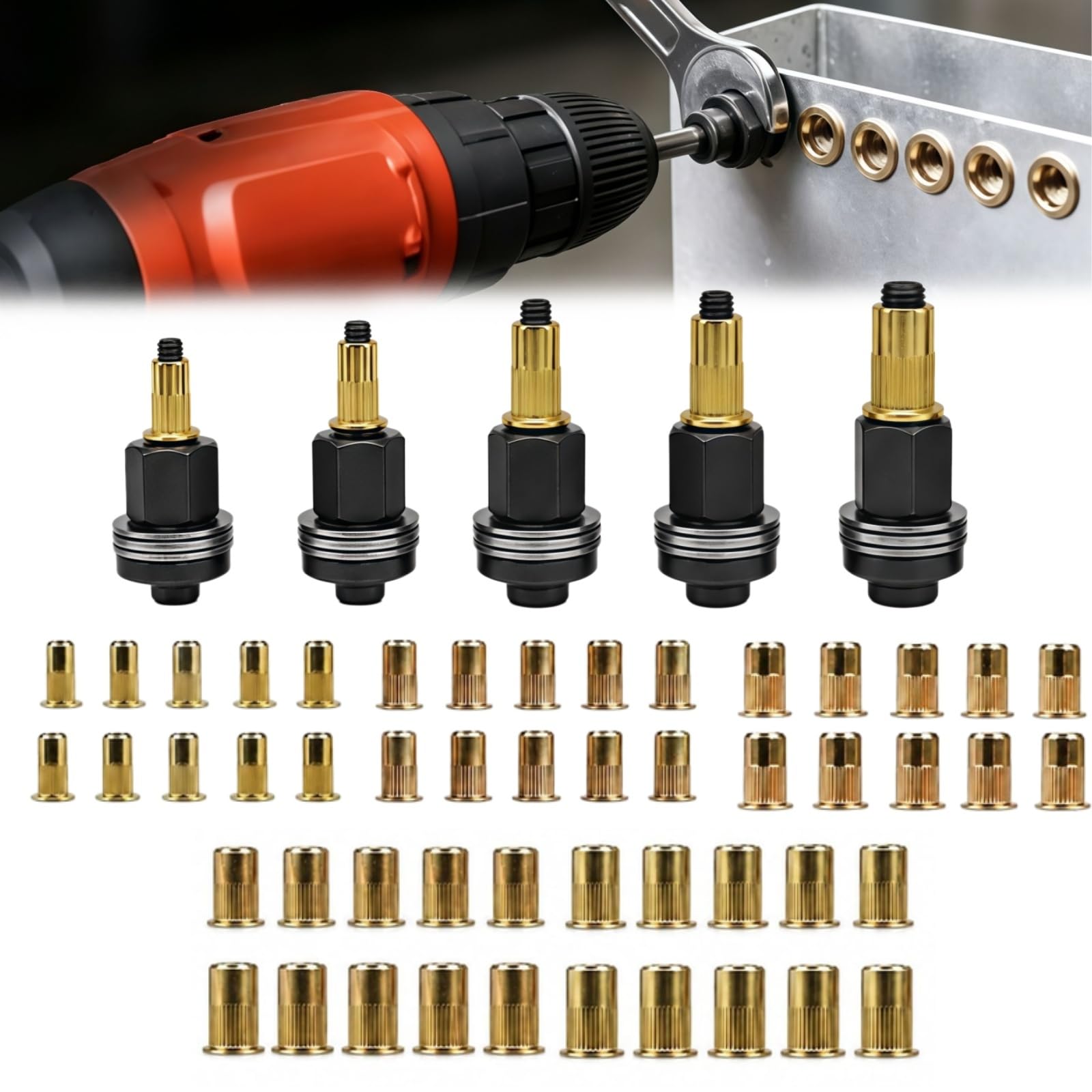 WstaIutno Carbon Steel Rivet Nut Tool Set with Head Rivet Nut Tool Kit