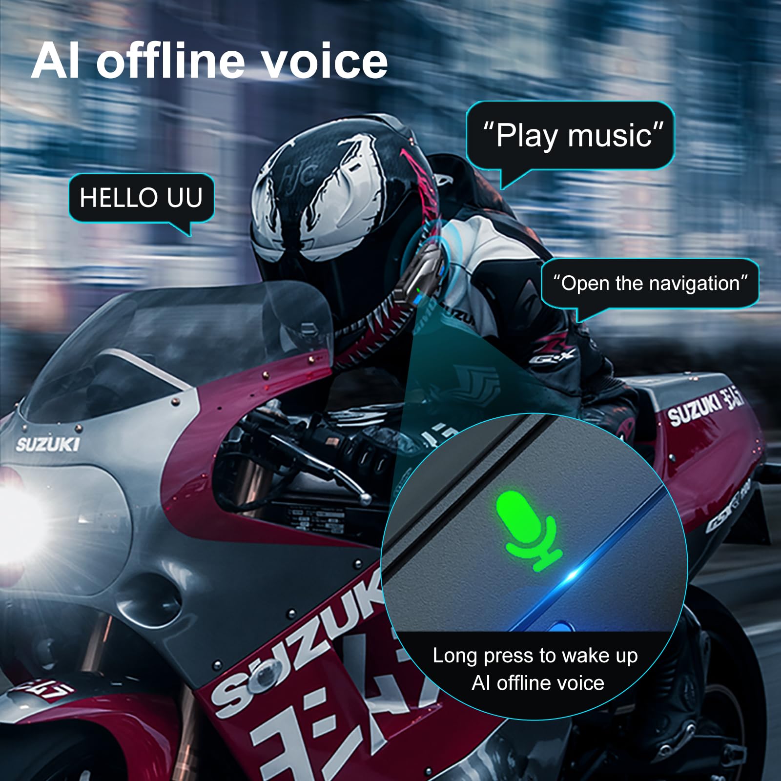 T1PRO - Cuffie Bluetooth 6.0 per moto, 40 ore di riproduzione, impermeabilità IPX67, connessione a doppio dispositivo, risposta automatica alle chiamate, suono HiFi con cancellazione del