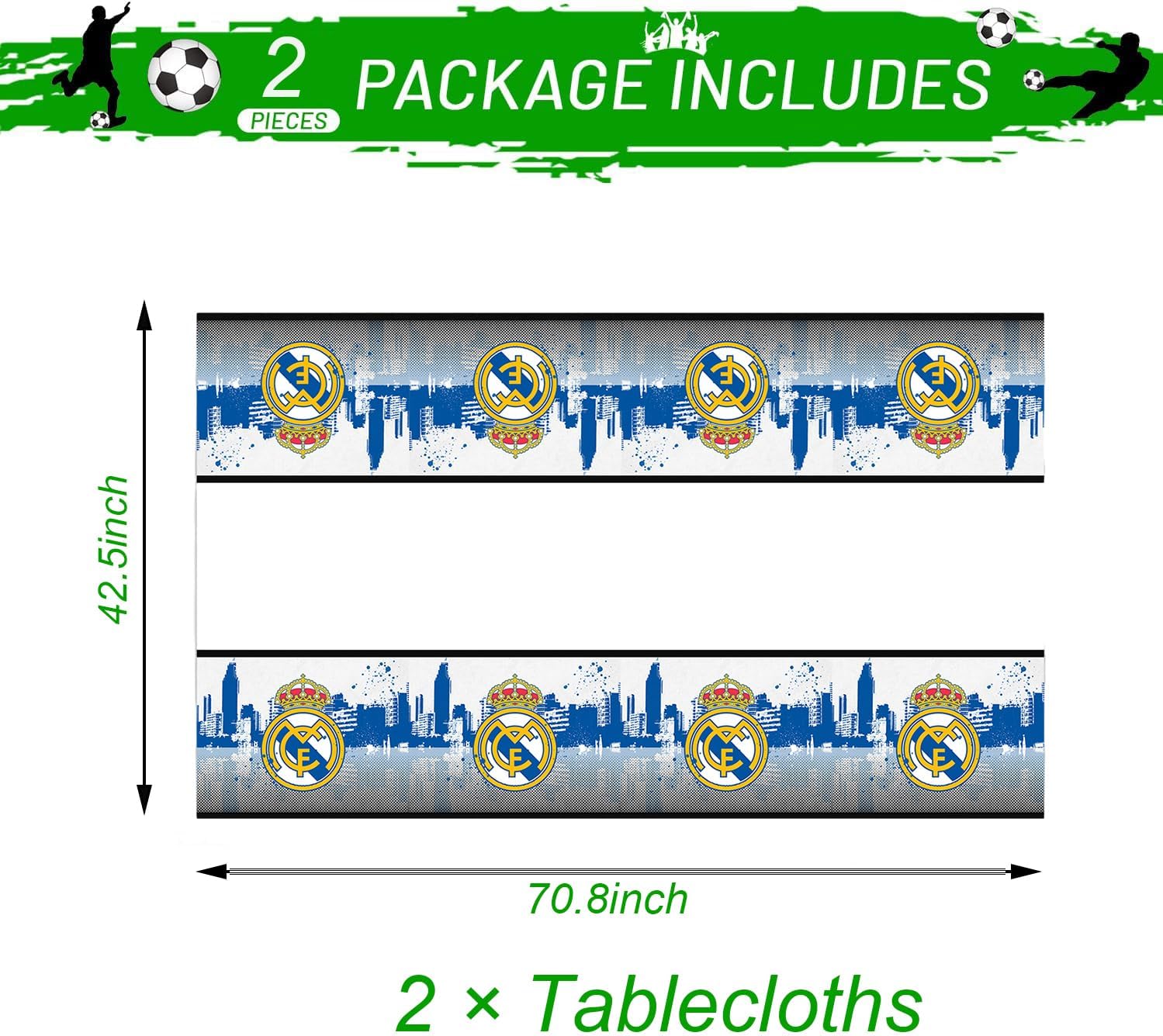 2Pack Real-Madrid Tablecloth Disposable Tablecover Birthday Party Supplies and Decorations for Kid Boy Baby Shower Tables 70"X42" - Image 2