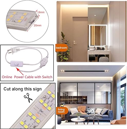 Miniatura 8 de SUYOOULIN Tira de luces LED 85 pies820ft súper brillante 150000LM 4040 180 LEDsSM tira de luces LED tira de luces flexibles alto voltaje AC110V-130V