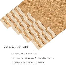 WENNALIFE Tape in Hair Extensions Human Hair, 20pcs 50g 22 inch Strawberry Blonde Remy Hair Extensions Straight Human Hair Tape in Extensions Skin Weft Tape Extensions Human Hair