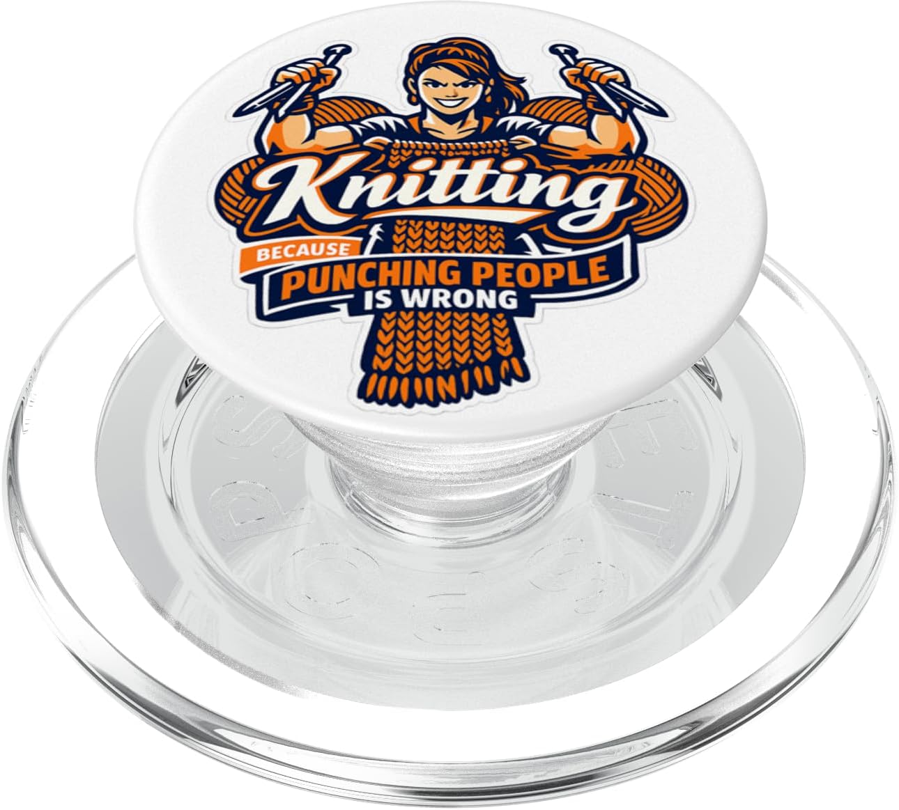 Funny Knitting Because Punching People is Wrong Retro Design PopSockets PopWallet for MagSafe