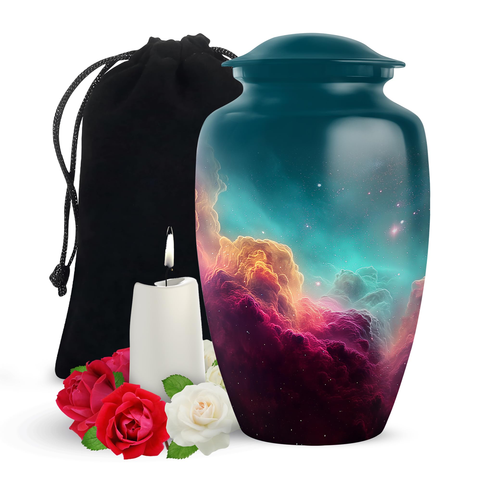 Yatskia Colorful Galaxy Urns for Human Ashes Adult Man, Burial Urn for Ashes for Women, Decorative Memorial Urns for Adult Ash, (Large Urn, 10 Inch)