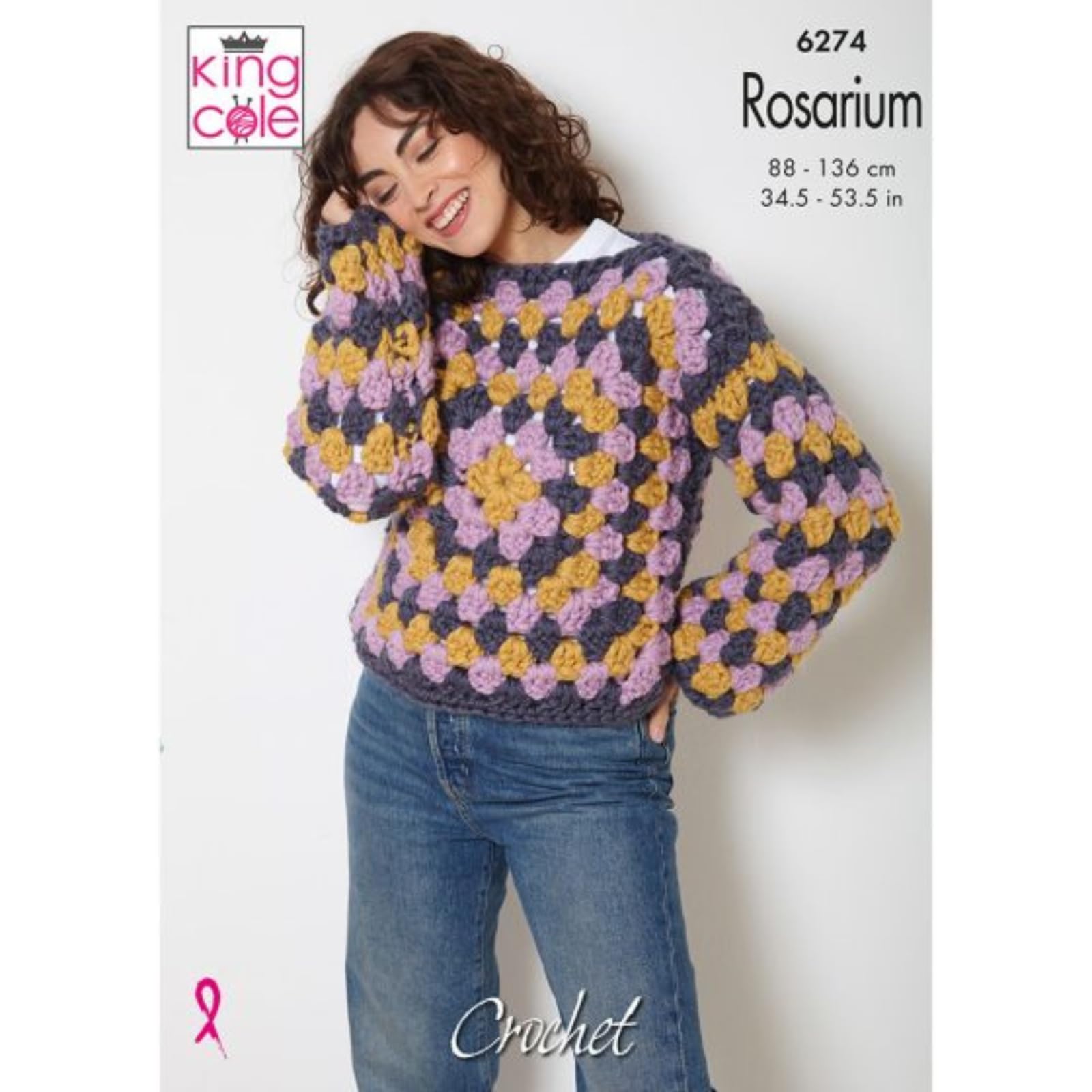 King Cole Mega Chunky Crochet Pattern - 6274 Ladies Sweater & Tank Top