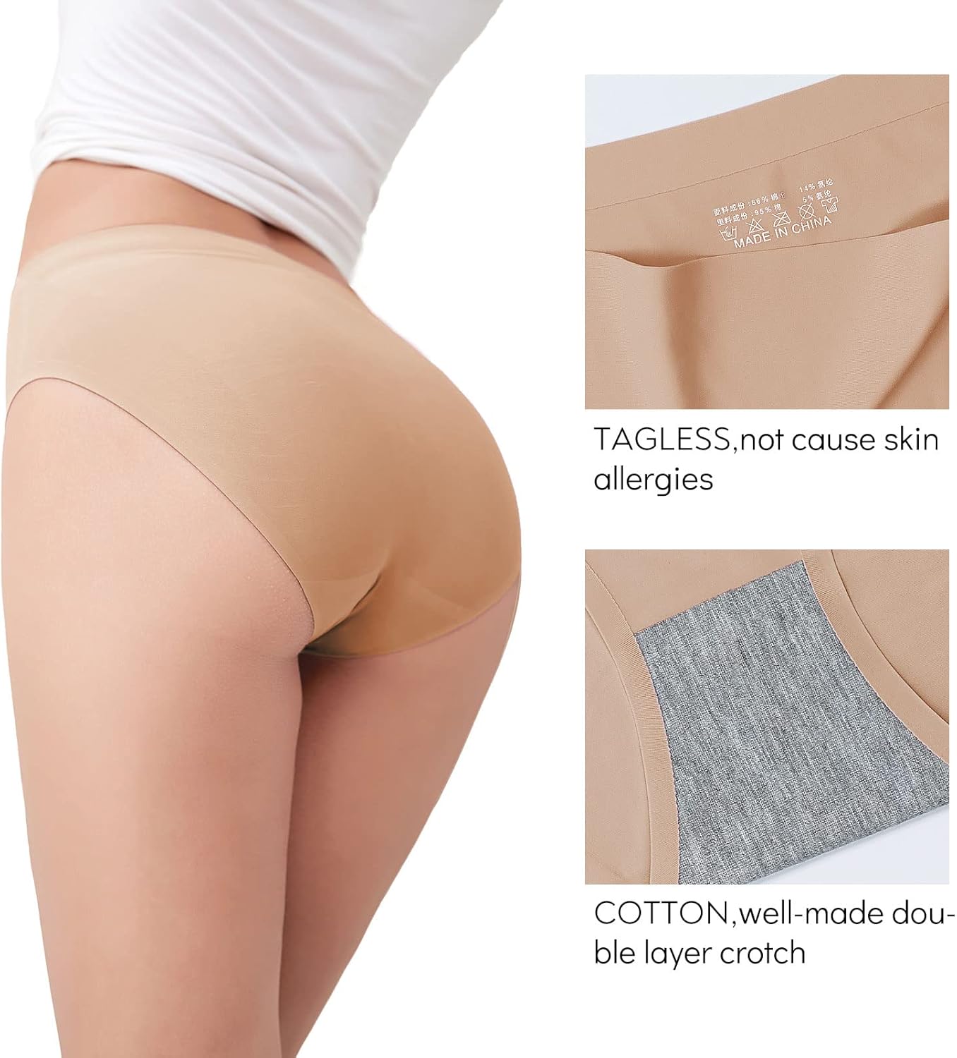 FallSweet No Show Underwear for Women Seamless High Cut Briefs Mid-waist Soft No Panty Lines,Pack of 5 - Image 3