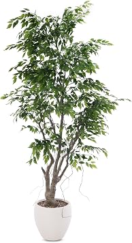 8 FT Large Luxury Artificial Ficus Tree,Tall Faux Banyan Tree with Planter,Lush Faux Tree for Home Decor Indoor, Green Lifelike Fake Ficus Tree Artificial Plants