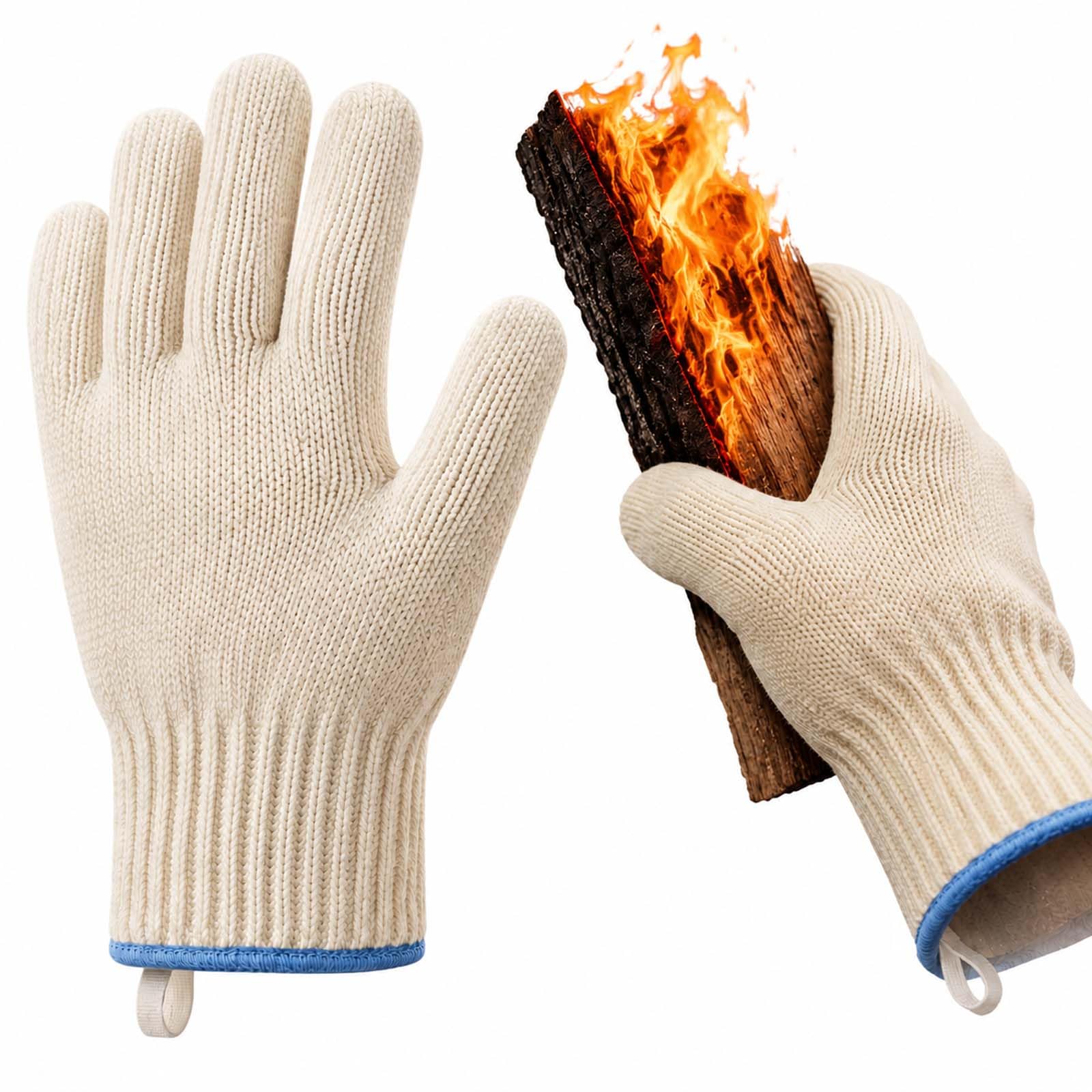 Heat Resistant Oven Gloves with Fingers for BBQ, Baking & Cooking - 1 Pair