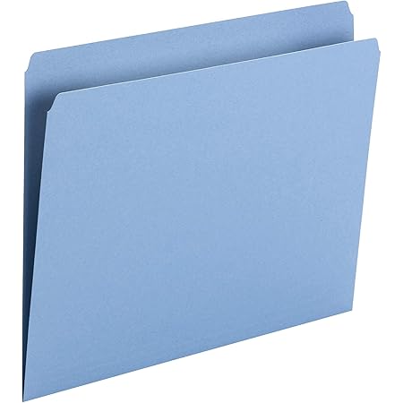 Smead Reinforced File Folders - 1/3-Cut Tab Letter Size, Blue, 100 Per Box