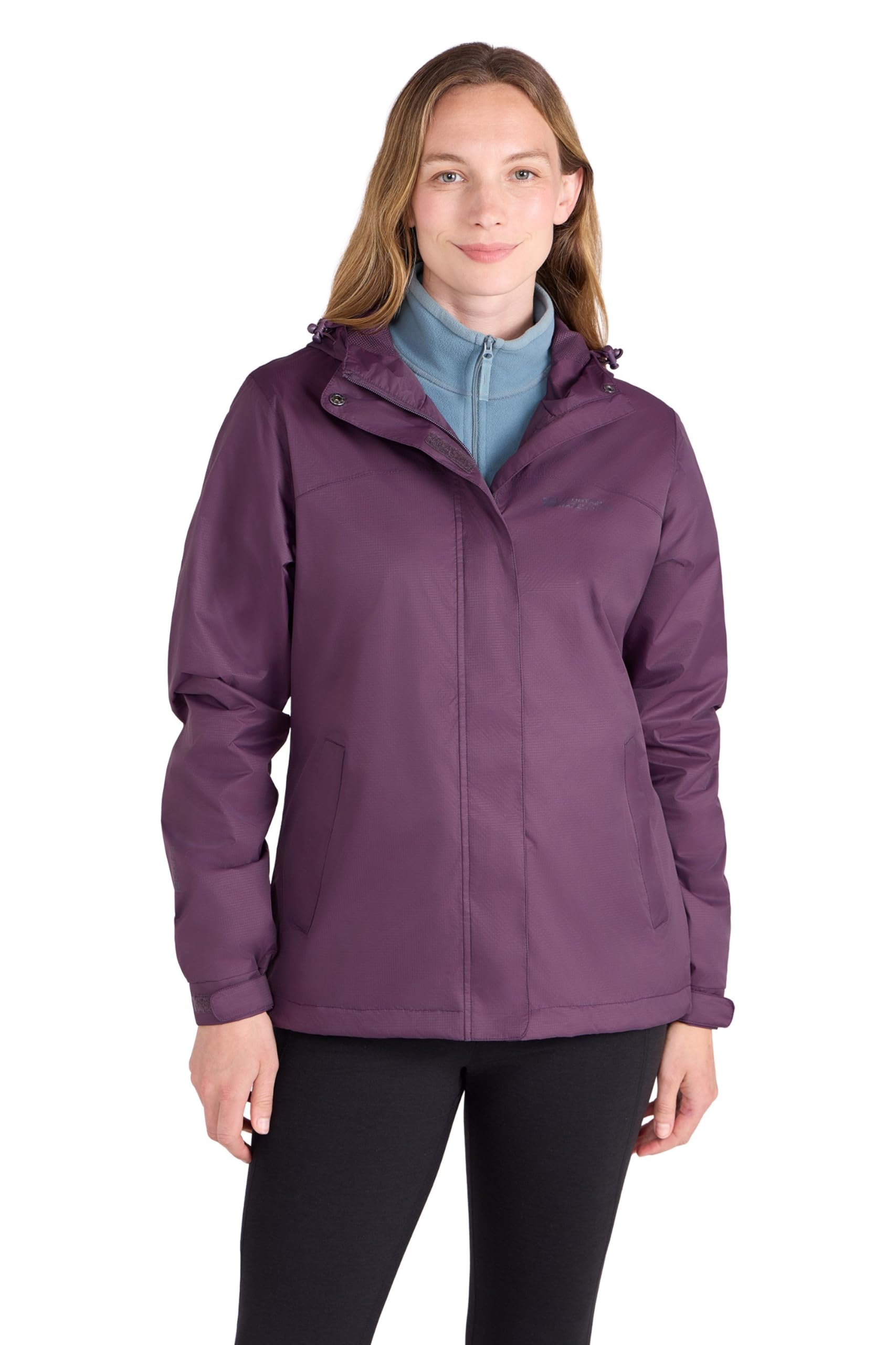 Mountain Warehouse Women's Dark Purple Torrent Waterproof Jacket - Lightweight Raincoat, Fully Taped Seams, 2 Zipped Pockets Cagoule - Spring Summer, Travelling Size 16