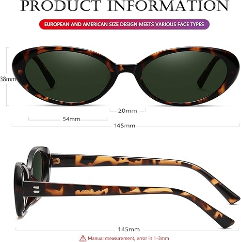 Miniatura 6 de AIEYEZO Lentes de sol ovalados retro para mujer, a la moda, con marco ovalado, lentes de sol de los años 90, estilo vintage