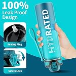 QLUR Bouteille d'eau avec paille, 32oz Bouteille d'eau motivation sportive avec marquages de temps à boire & Porte une sangle & Brosse propre, 1L, Tritan, BPA Gratuit. LeakProof pour les femmes Gym Fitness Outdoor (1 Boîte)