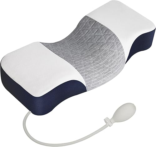 NiHome Almohada cervical cervical de espuma viscoelástica 100% de alta densidad con soporte ajustable en altura, diseño ergonómico con infusión de