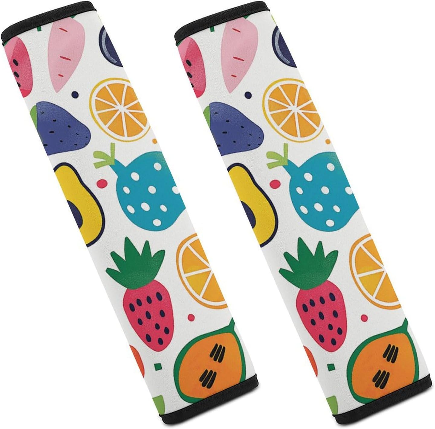 2 PCS Super Soft Car Seat Belt Pad, Cute Simple Shaped Fruit Printed Waterproof Sweat-Absorbing Seat Belt Covers Backpack Shoulder Pad for All Car Seats Baby Strollers