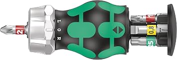 Wera 05008883001 Kraftform Kompakt Stubby magazine RA 1, Stubby Ratchet Screwdriver with Bit Magazine, 6 pieces