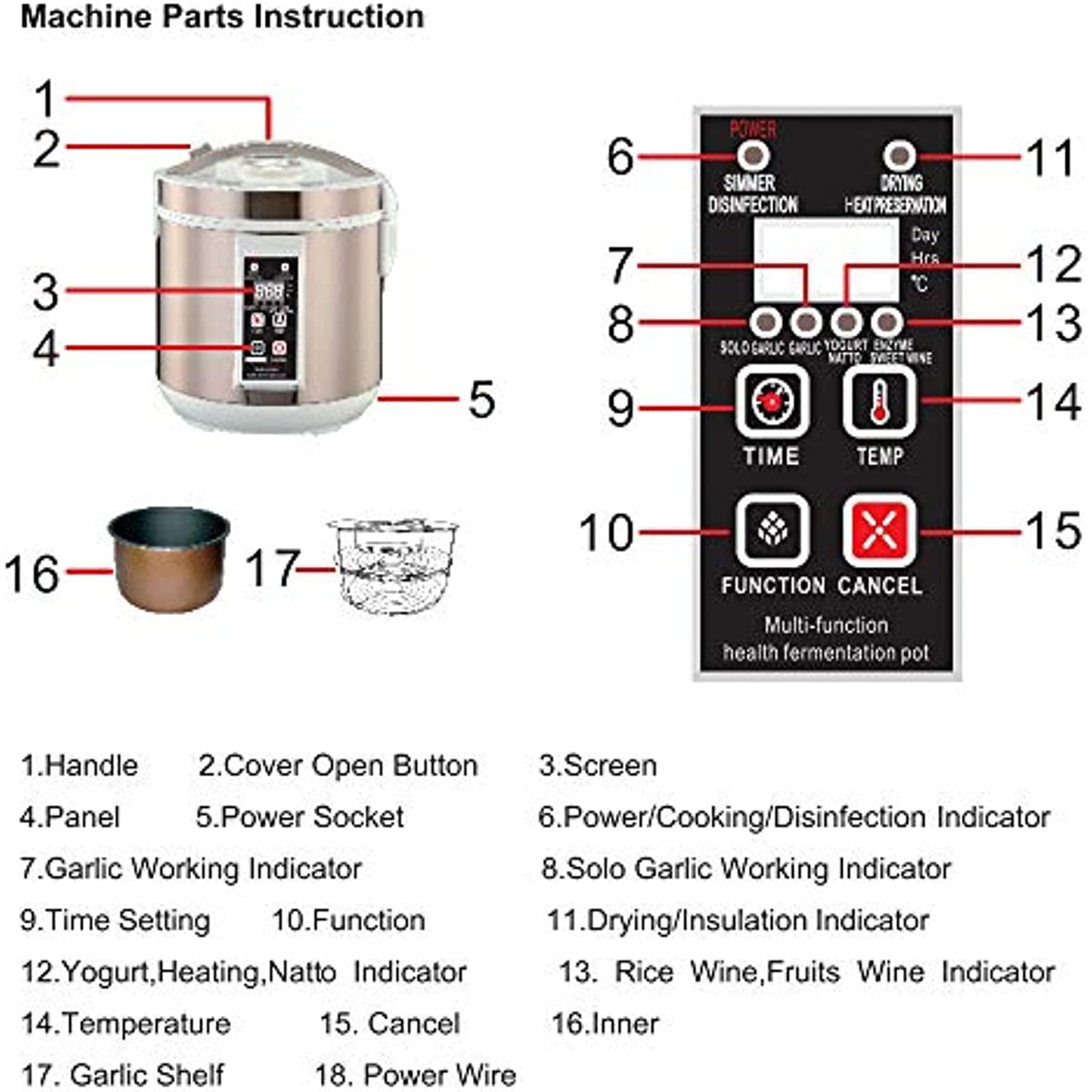 Fermentatore Per Aglio Nero, 5/6L Multifunzione Completamente Automatico Contenitore Per Aglio Fermentatore Per Aglio, Aglio/Natto/Kimchi/Pasta/Vino/Fermentatore Per Riso, Casa/Utensile Da Cucina