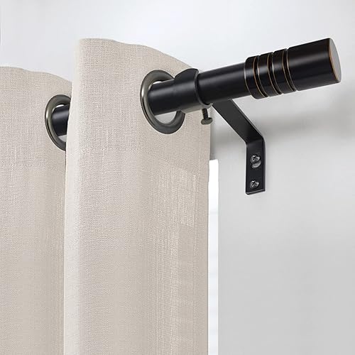 Miniatura 4 de KAMANINA Paquete de 2 barras de cortina de 28 a 48 pulgadas, barras de cortina individuales negras de 34 pulgadas para ventanas, barra de cortina