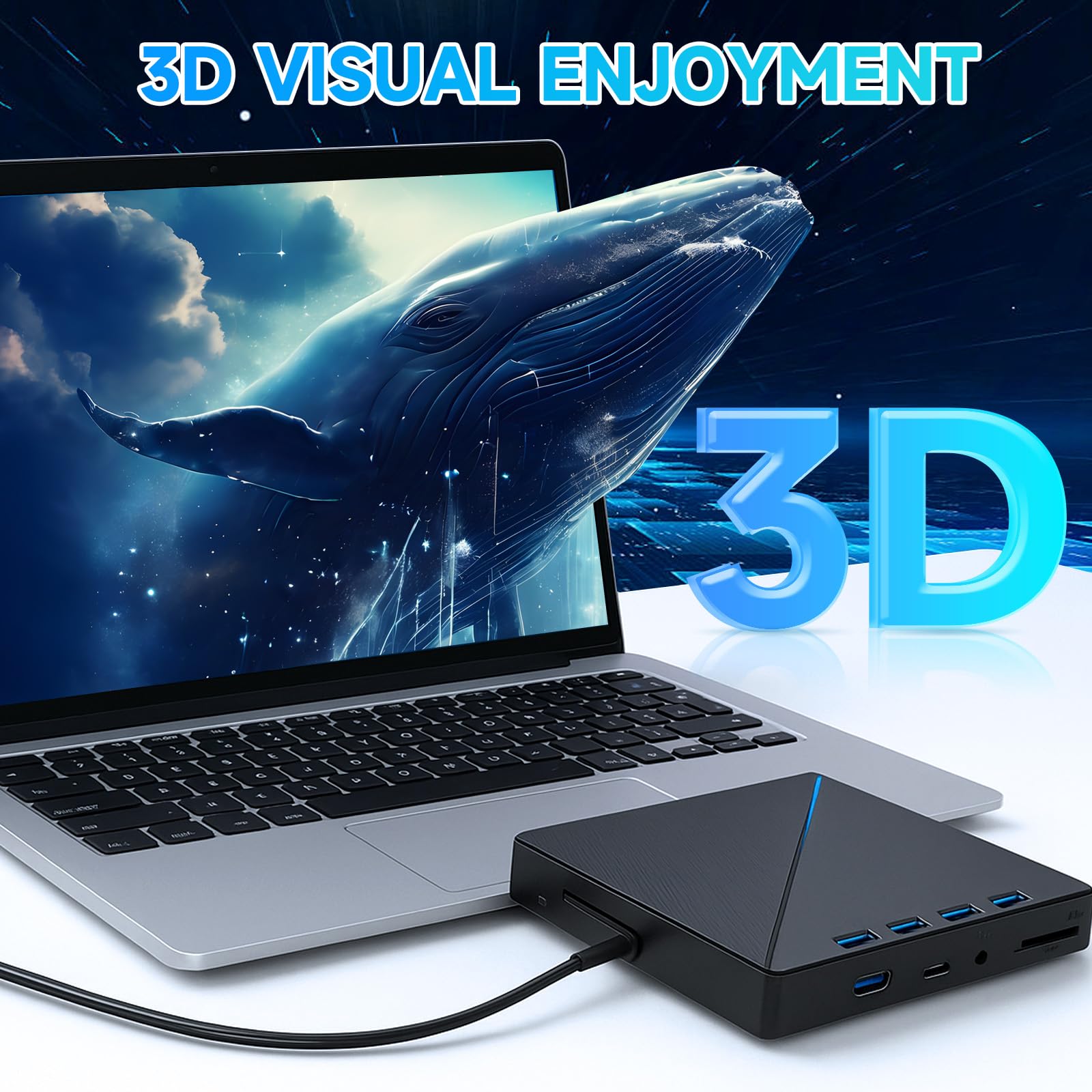 Lecteur Blu-ray externe 7 en 1 USB 3.0 Type-C, compatible avec lecteur Blu-ray externe BD DVD CD 100 Go, lecteur Bluray ultra fin avec port TF/SD, compatible avec Windows XP/7/8/10/11 Mac