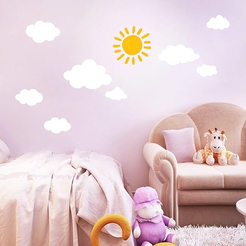 Miniatura 8 de DECOWALL DWG-707SBY - Pegatinas de pared para niños, diseño gráfico de sol y nubes, pegatinas de pared para ventanas y ventanas, pegatinas de pared