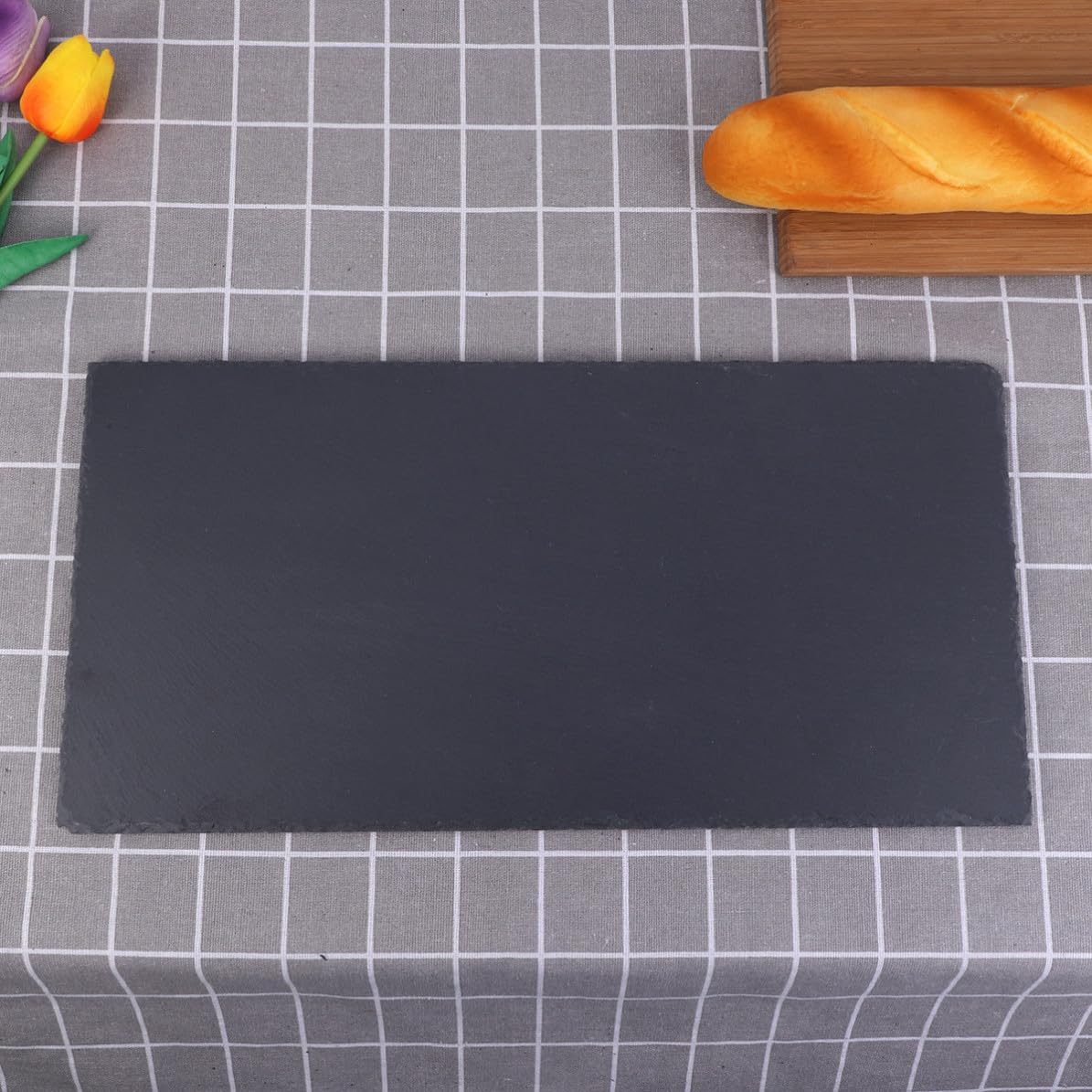 Homoyoyo Plato Rectangular Natural de Piedra, 40x20cm, para Comida