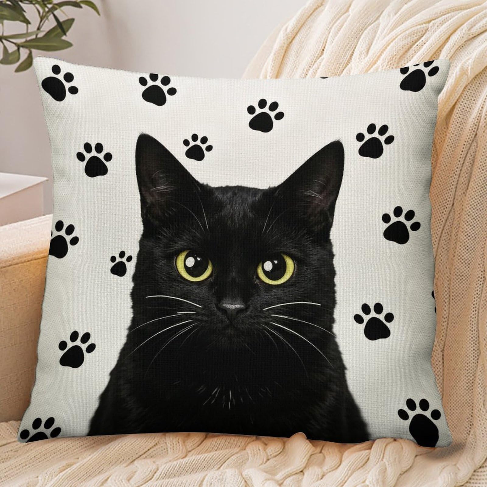 Fekiloot Style Funny Black Cat Paw Pillowcase Pillow Sham Pillow Case