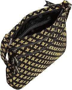 Vera Bradley Triple Zip Hipster Crossbody, Black and Gold Mini
