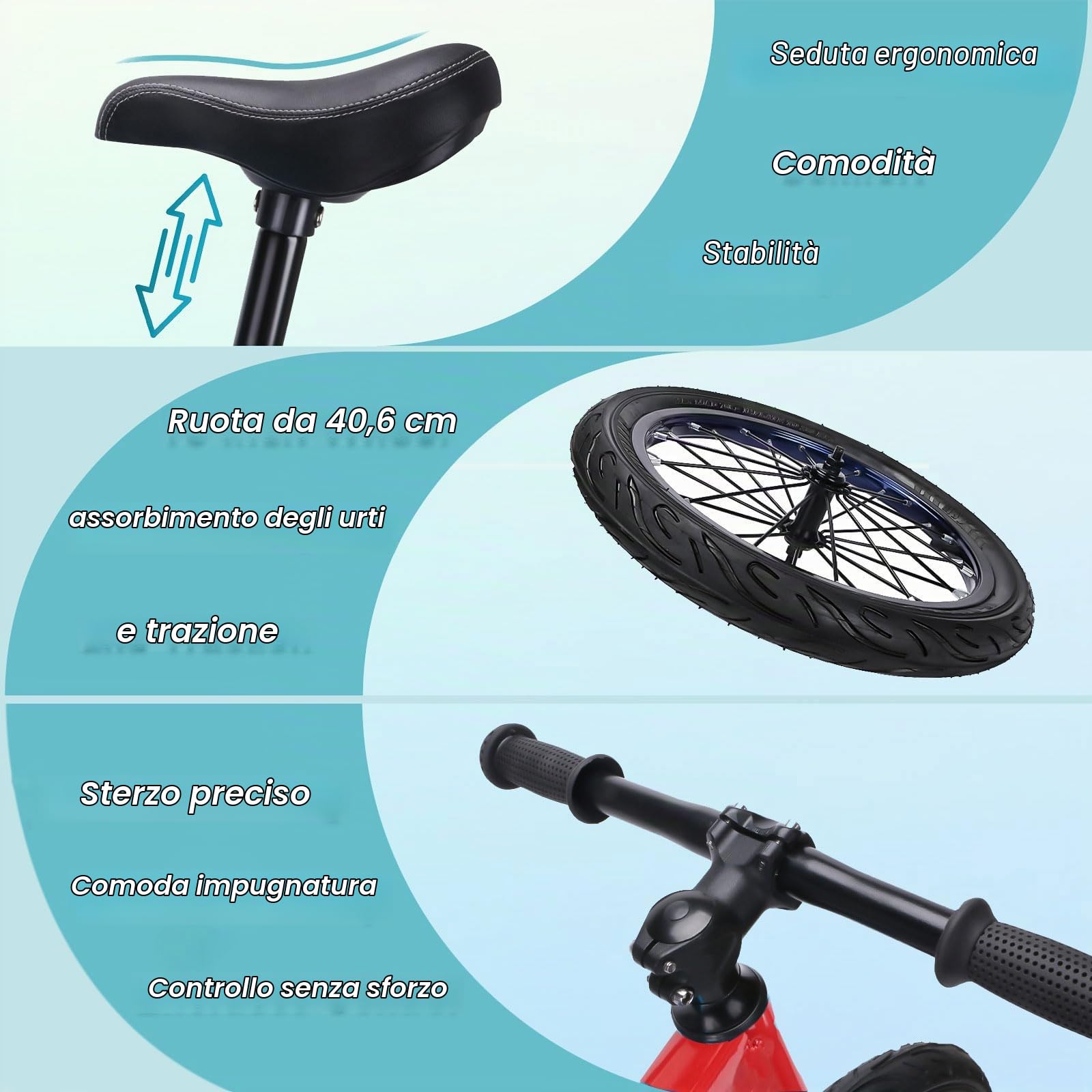 Bicicletta 16 pollici per bambini grandi dai 4 5 6 7 8 anni per ragazzi e ragazze, bicicletta senza pedale, sedile regolabile, pneumatici ad aria, montaggio rapido, comoda e molto leggera