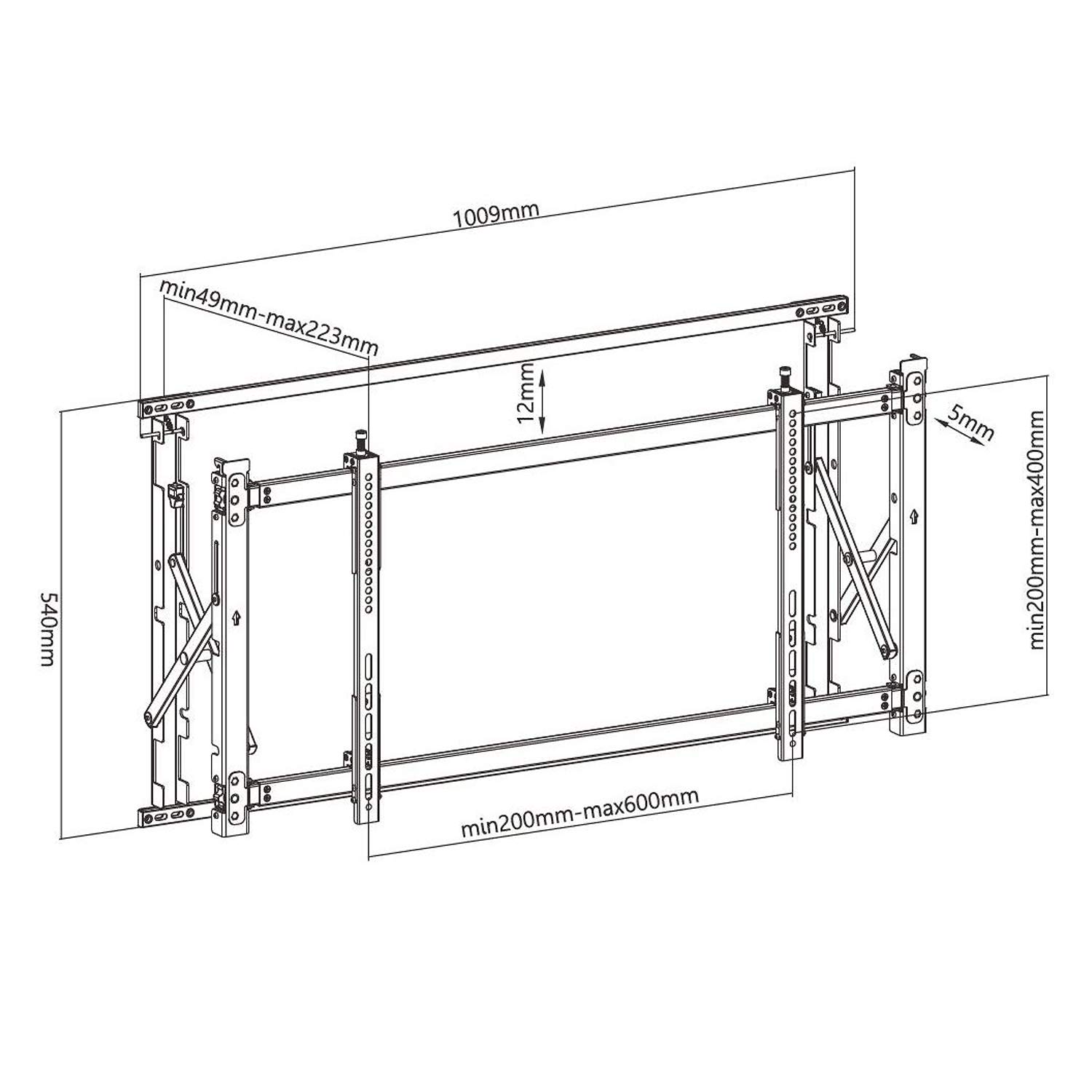 Maclean MC-845 Staffa Supporto da Parete a Muro Per Video TV 46 "-52" VESA 600x400 max 35 kg