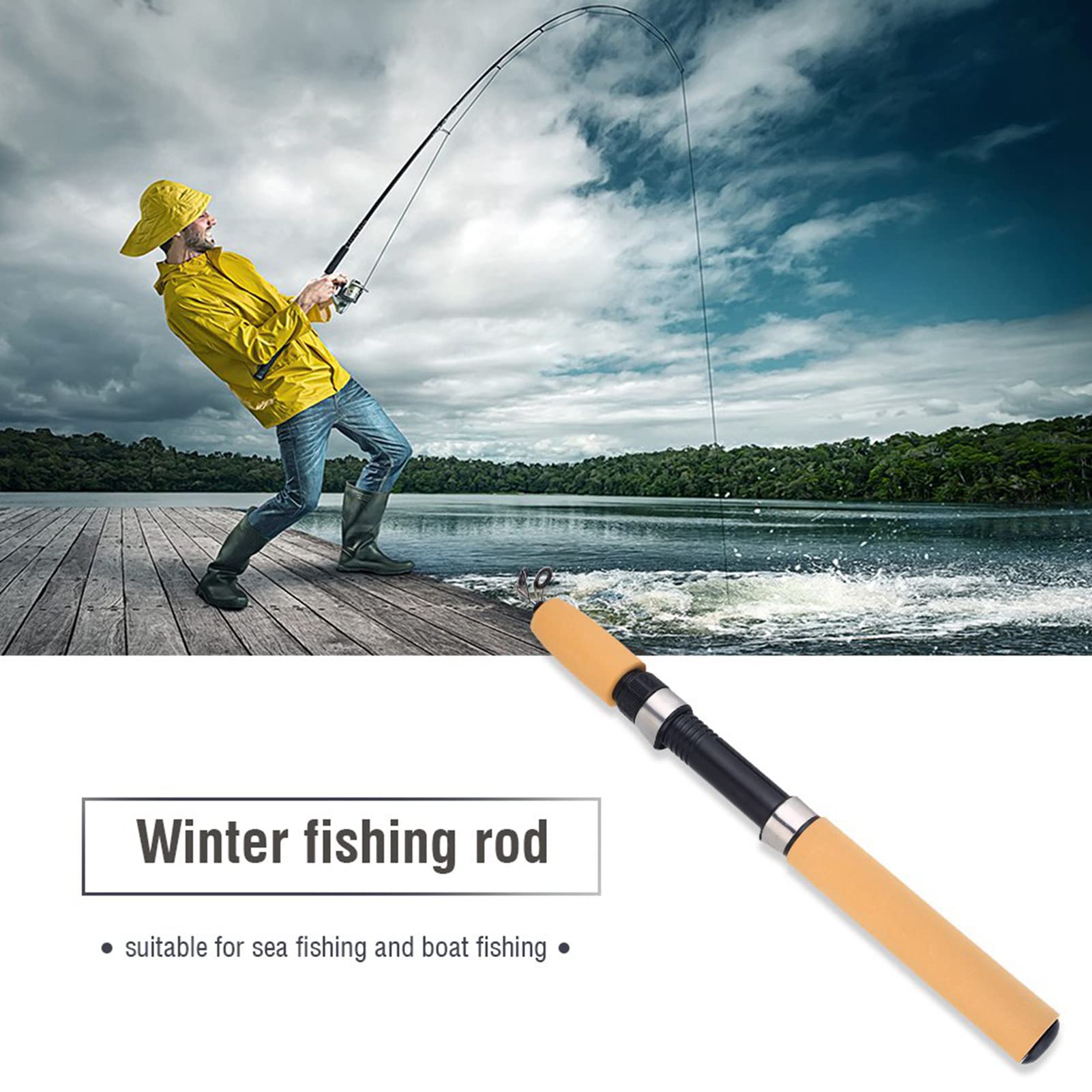 Mini Caña De Pescar Retráctil De Fibra De Vidrio, Caña De Pescar Pequeña, Carrete De Pesca En Hielo, Caña De Pescar De Invierno En Hielo