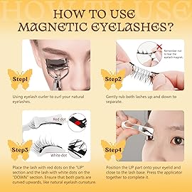 QUEWEL Magnetic Eyelashes 1 Pair Reusable Magnetic Eyelashes with Applicator No Glue Needed Eyelashes Natural Look Lash Clusters Kit Easy to Wear and Remove(01)