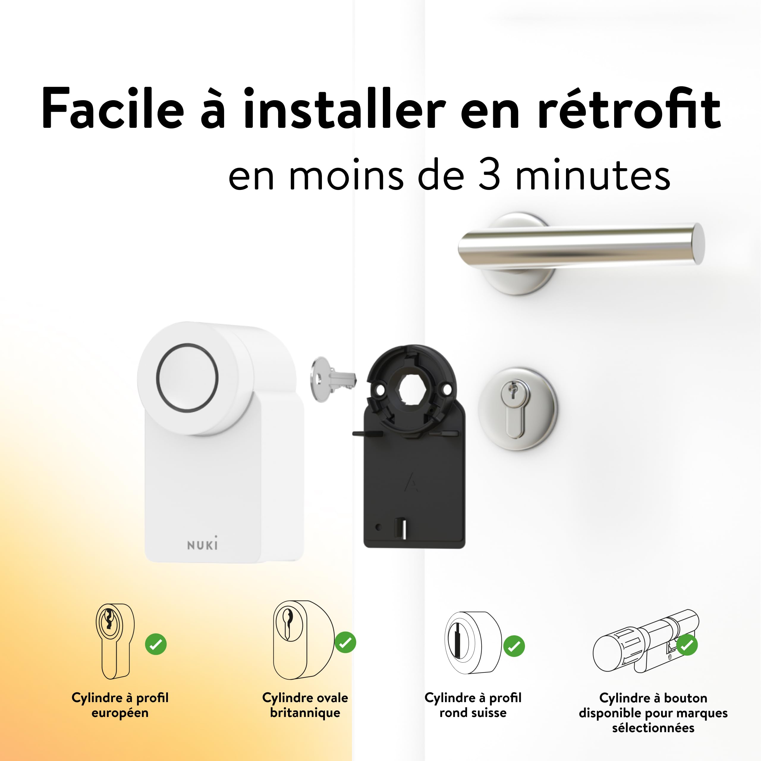 Nuki Smart Lock Go (2025) avec Bluetooth & Matter, serrure connectée transformant votre smartphone en clé, installation facile sans changer de cylindre – Smart Lock avec Keypad