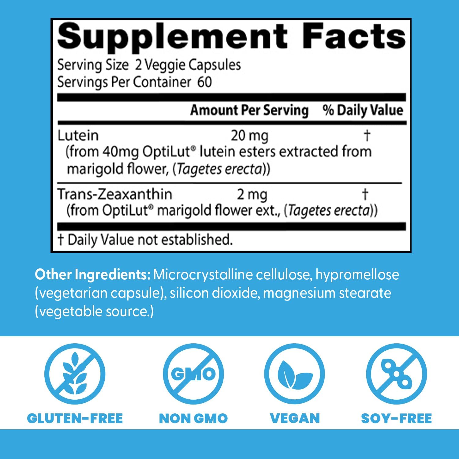 Doctor's Best Lutein Supplement 20mg with Trans Zeaxanthin - Lutein for Eyes, Eye Health Vitamins for Men & Women, Vision and Macular Health Support Capsules, OptiLut Marigold Flower - 120 Veg Caps - Image 3