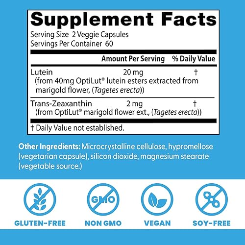 Miniatura 3 de Doctor 's Best 20 mg Lutein ésteres Cápsulas vegetarianas, 120 unidades, DRB-00143, 1, 1