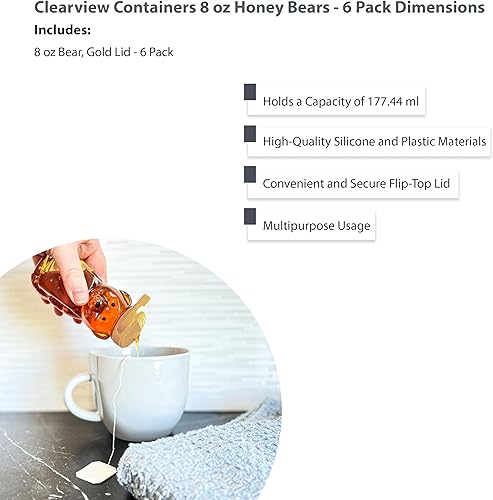Miniatura 3 de CLEARVIEW CONTAINERS Osos de miel de 8 onzas con tapa abatible  Perfecto para vacaciones, regalos de baby shower, apicultura, dispensación de miel