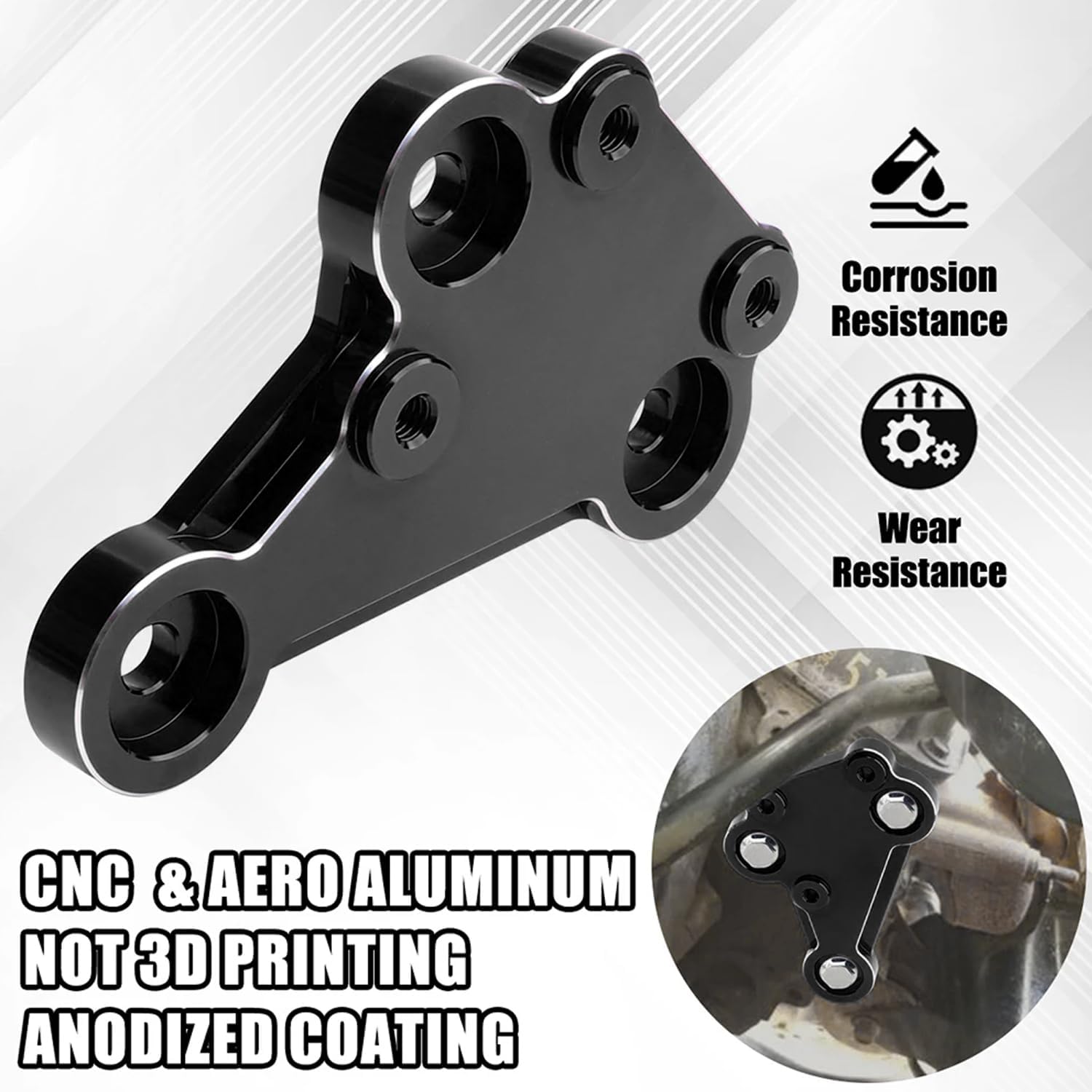 Canitu Black Power Steering Pump Bracket,Billet Aluminum Mounting Cylinder for Jeep Grand Cherokees 1996-1998 with the V-8 Engine(5.2L & 5.9L),Replaces 53010256AB
