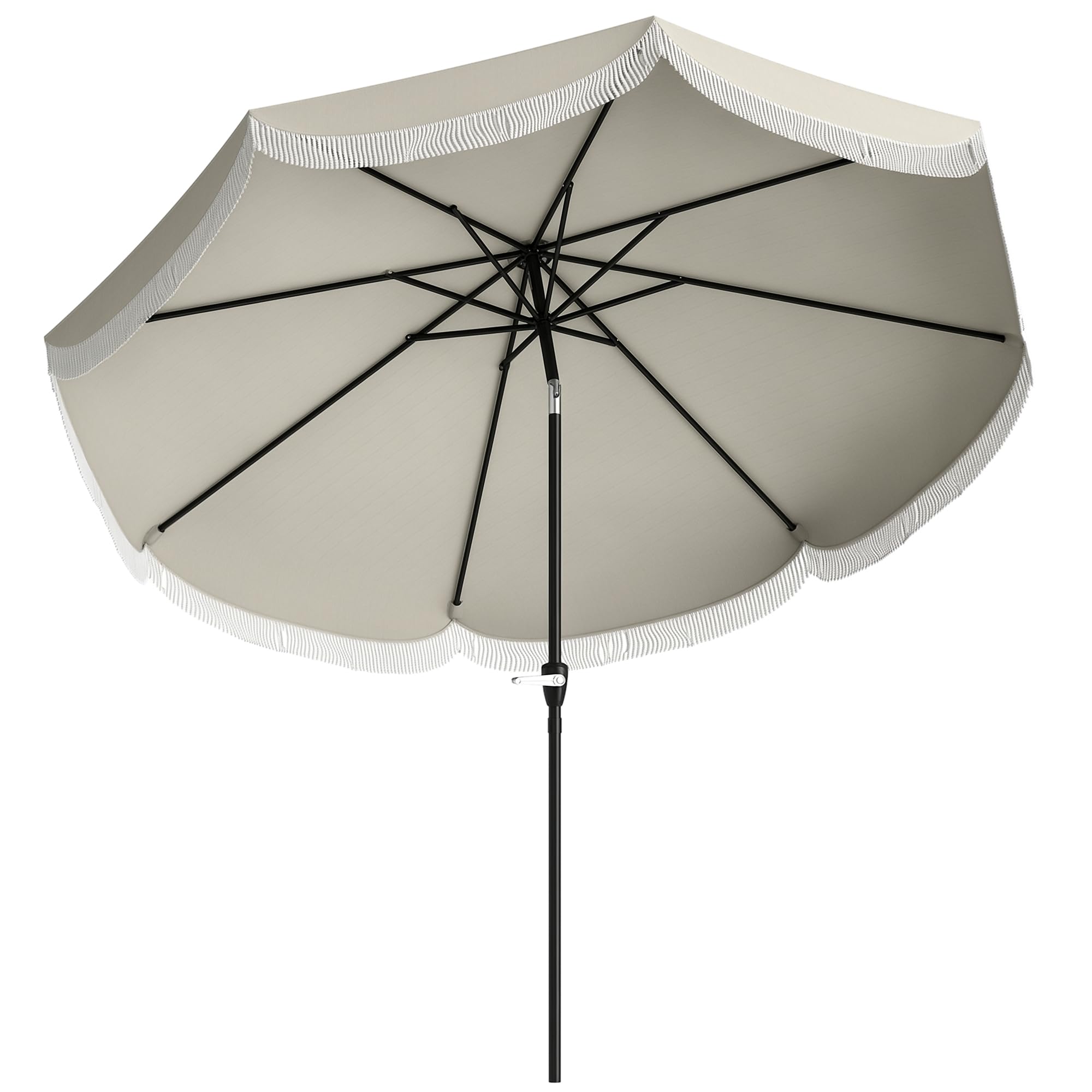 Outsunny Ombrellone da Giardino Inclinabile 2.7x2.7 m con Manovella | Ombrellone da Esterno Rotondo, 8 Stecche, Metallo e Poliestere, per Cortile Balcone, UV 30+