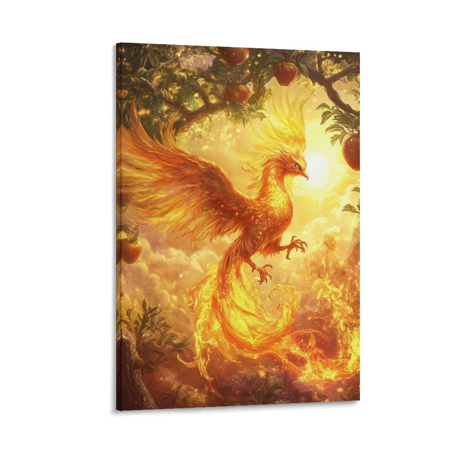 DHBANEIOK Phoenix Print, Canvas Prints, Framed Wall Art for Bedroom & Living Room, Modern Home Decor Print for Special Occasions 16x24inch(40x60cm)