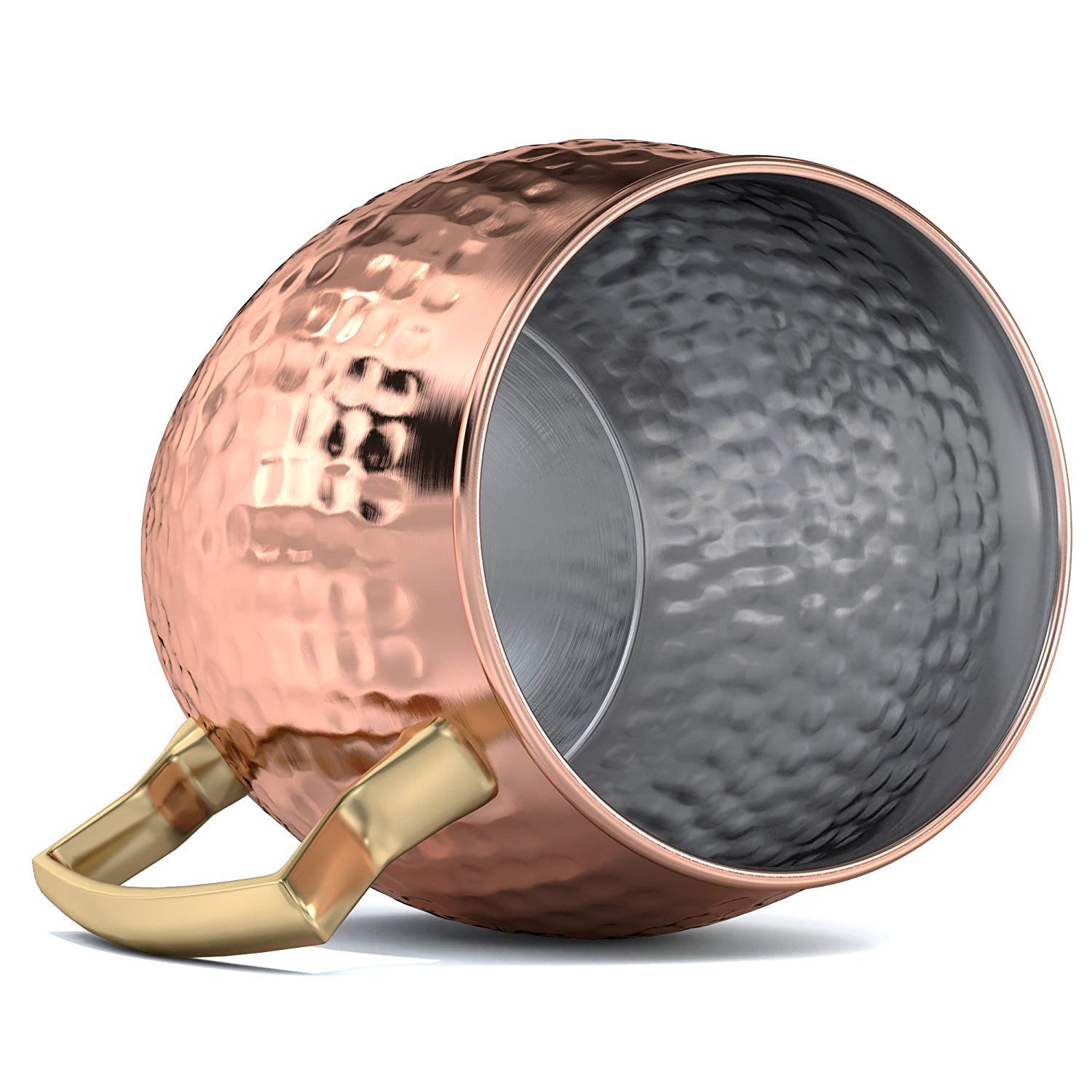 Mug en cuivre martelé de qualité supérieure avec intérieur nickel pour cocktails chic (Lot de 4)