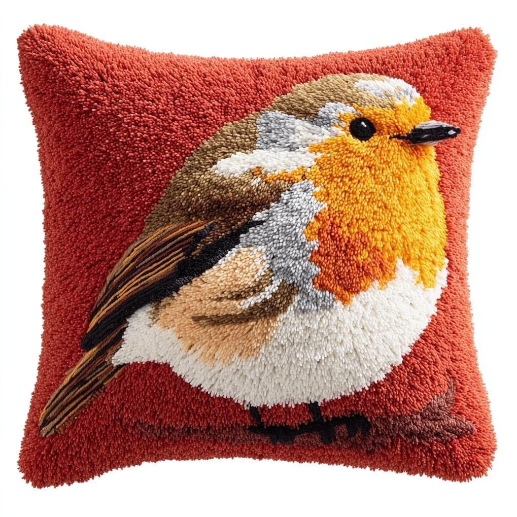 AxiangziK Latch Hook Cushion Kits for Adults,Lovely Robin